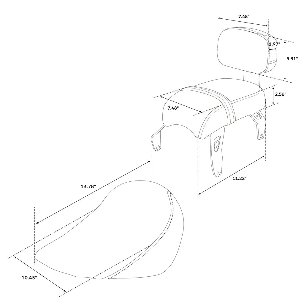 Driver & Passenger Seat Backrest Pad for Indian Scout Sixty (2018 - 2023)