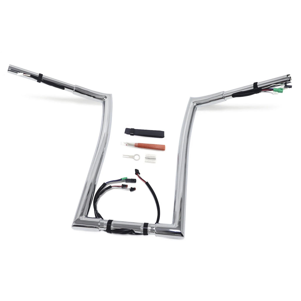 Chrome 14" Rise Prewired 1.25" Hanger Handlebar for Harley Road King (2014–2015)