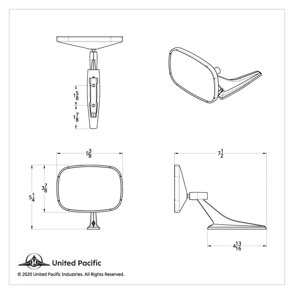 Left Hand Outside Door Rear View Mirror Replacement for 1968–1972 Chevy