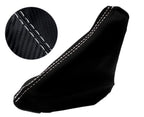 E Brake Boot Cover for Ford Focus (2000–2007) Carbon Fiber White Stitch
