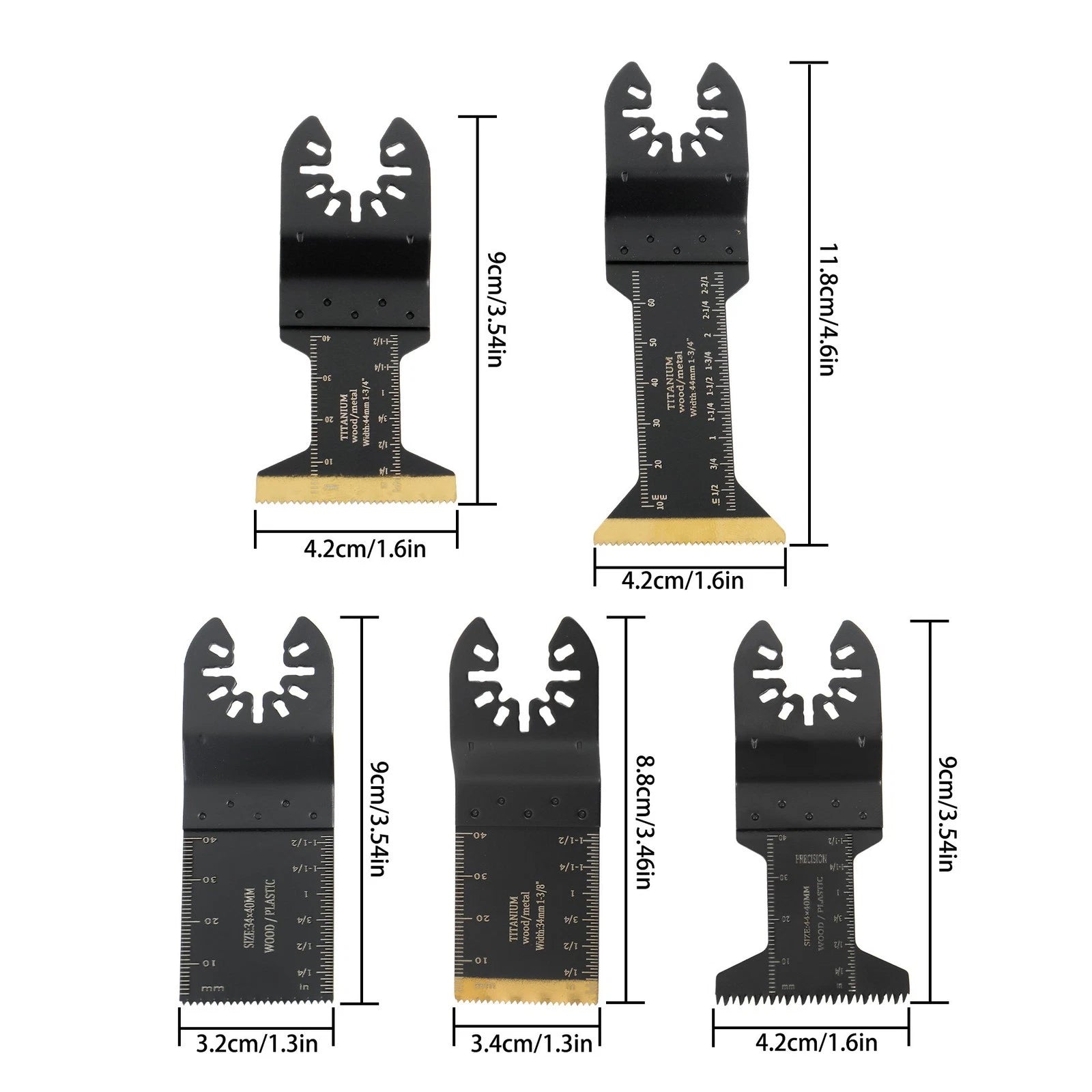 55PCS Oscillating Saw Blades for Universal Multitools (Titanium, 6 Types)