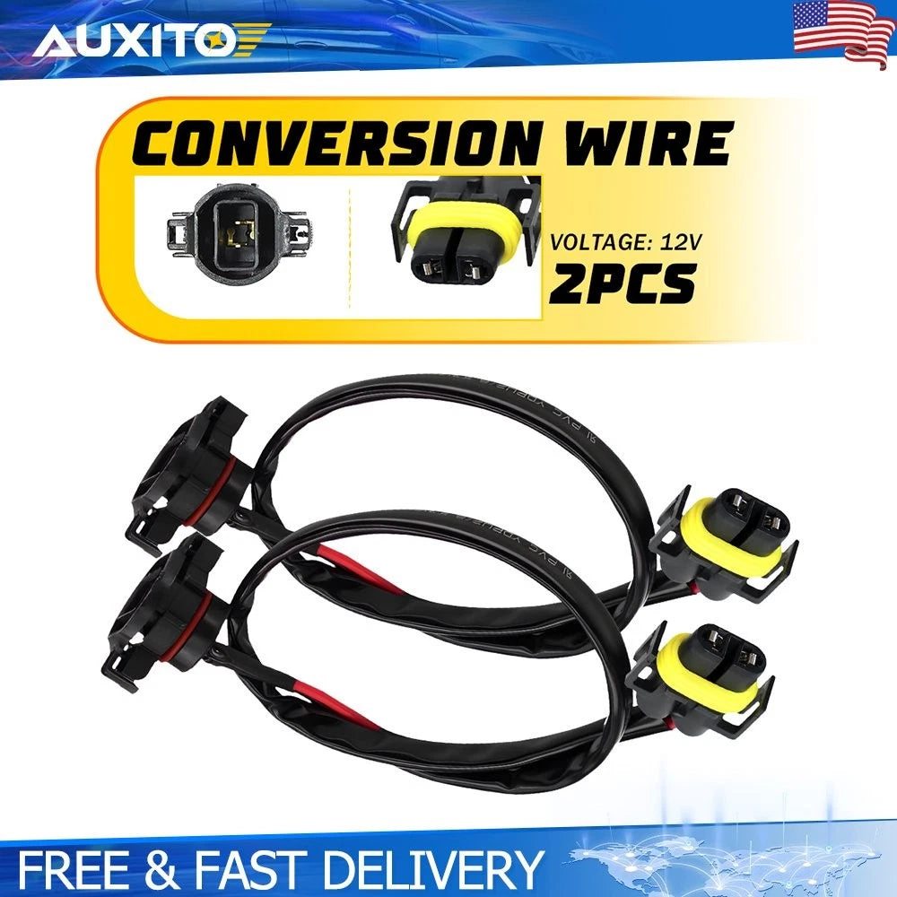 2X Fog Lamp Conversion Harness Cable Socket Adapter for PSX24W 5202 H11 H8