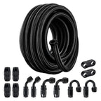 10AN Nylon Braided Fuel Line Hose Fitting Kit for CPE (20FT, Black)
