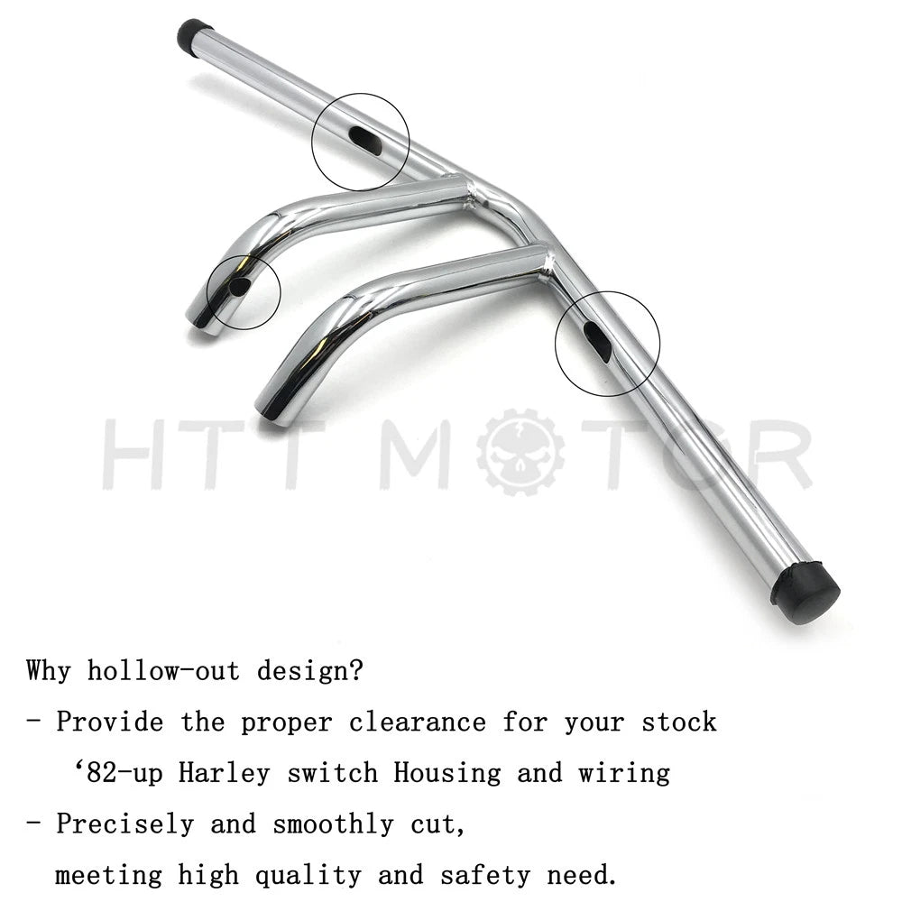 1" Chrome Hollow Out Handlebars for Harley Sportster Dyna Chopper Bobber