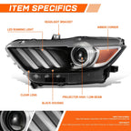 HID Projector Headlight Lamp for Ford Mustang (2015–2017)