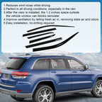 Set of 6 Smoke Door Visor Window Vent Deflectors for Jeep Cherokee (2015–2022)