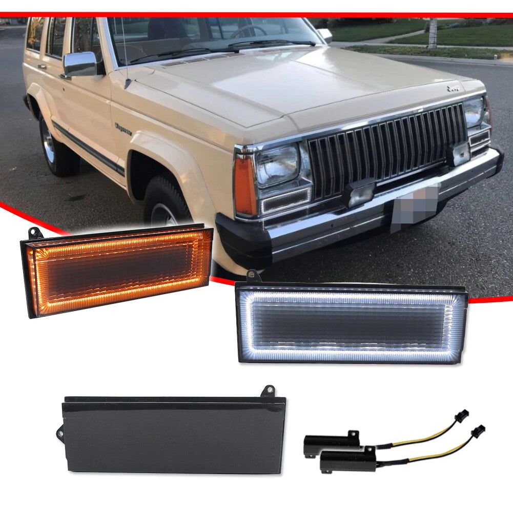 Smoke Switchback LED Turn Signal Lights for Jeep Cherokee Comanche (1984–1996)