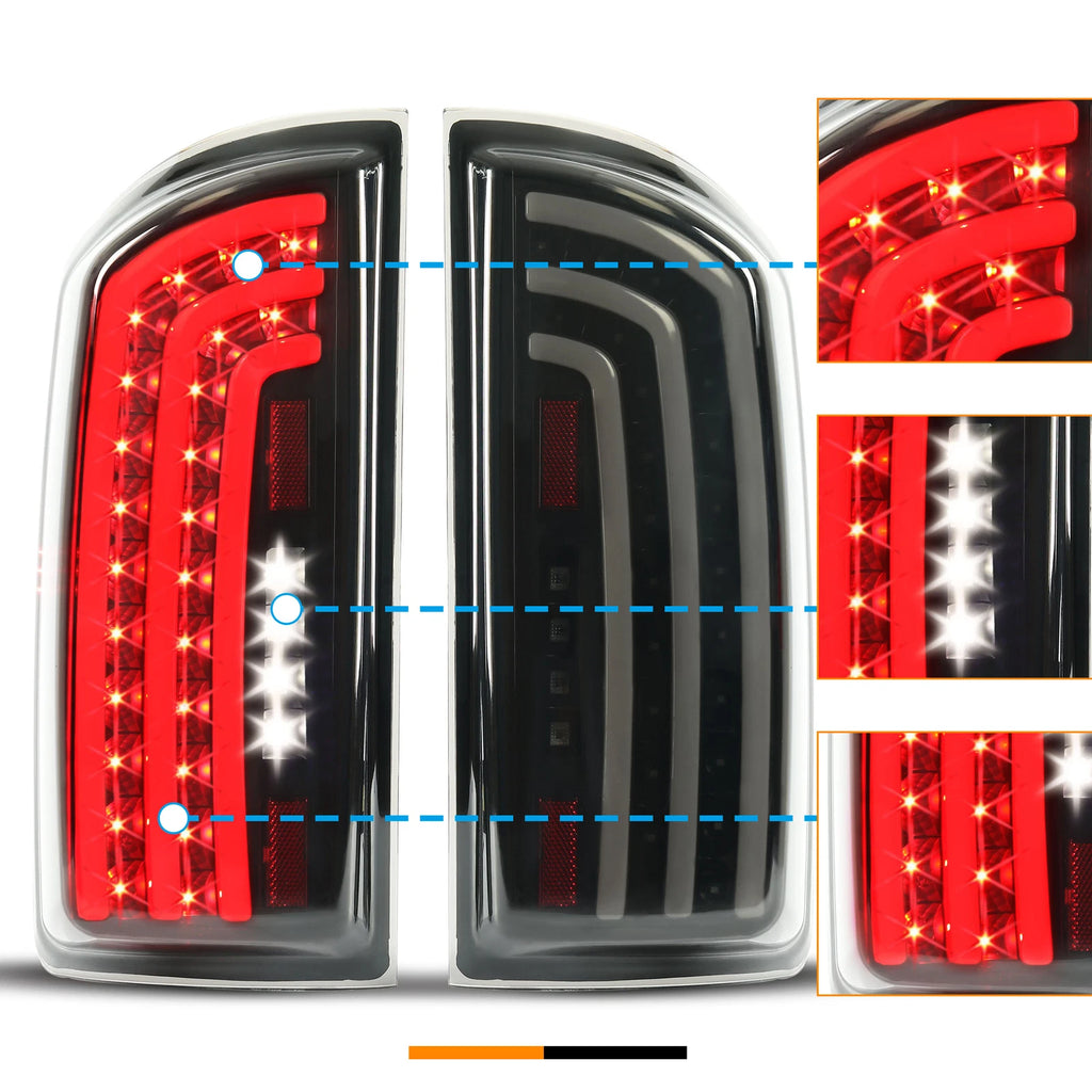 Smoked LED Tail Lights for Dodge Ram 1500 2007–2008, Ram 2500/3500 2007–2009