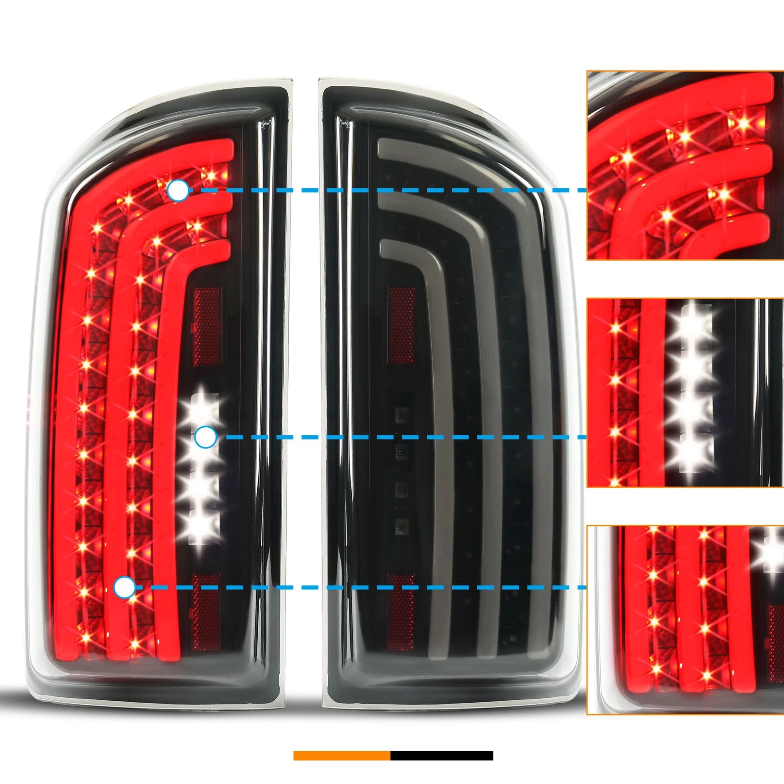 Smoked LED Tail Lights for Dodge Ram 1500 2007–2008, Ram 2500/3500 2007–2009