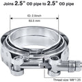 2.5" Stainless Steel V-Band Turbo Pipe Exhaust Clamp for Universal (All Years)