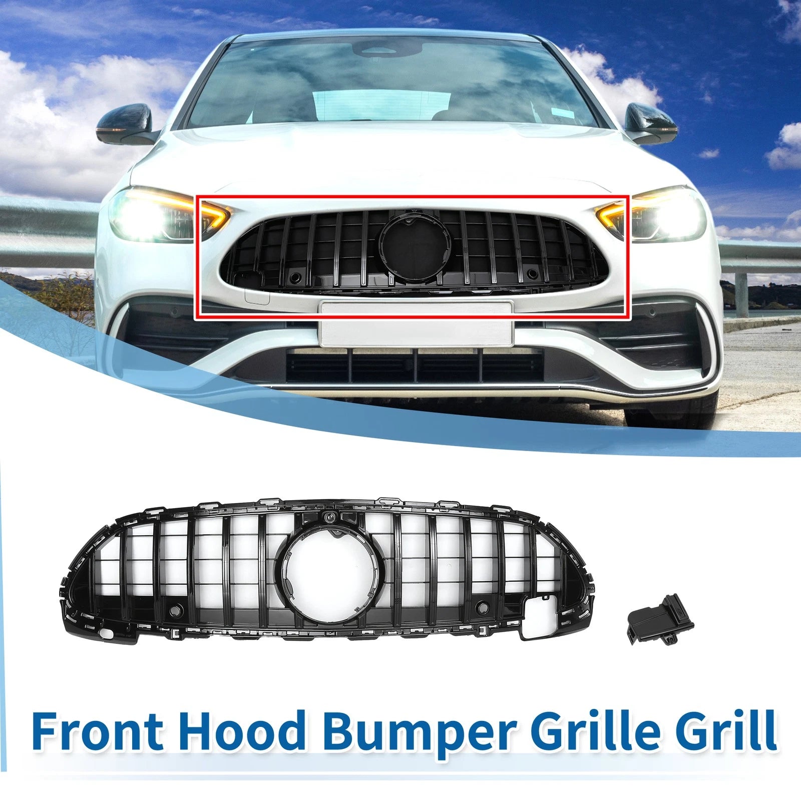Front Upper Bumper Grille for Mercedes-Benz C200 (2023) AMG Body Styling
