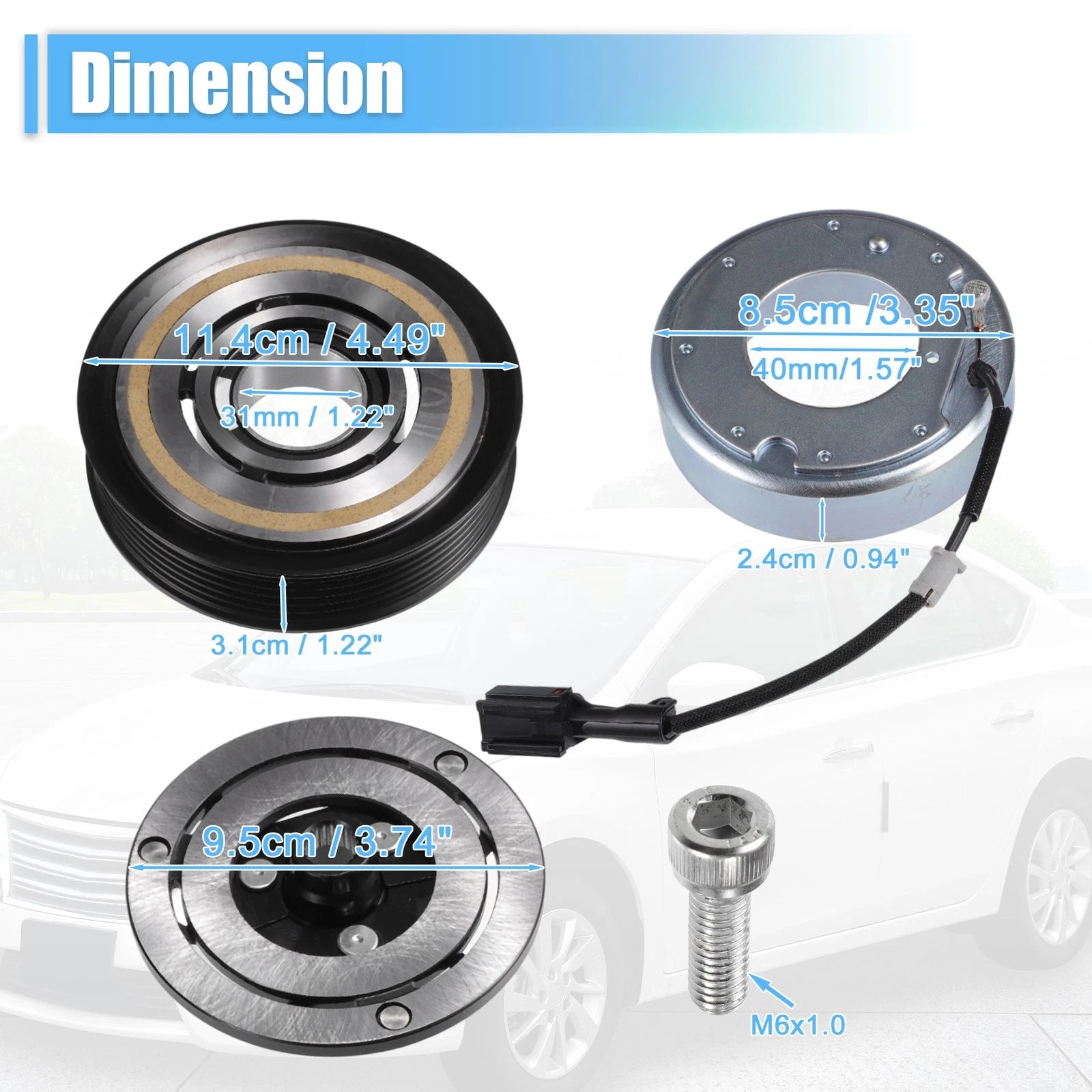 Set of 1 AC Compressor Clutch Kit for Subaru Impreza (2012–2016) 2.0L