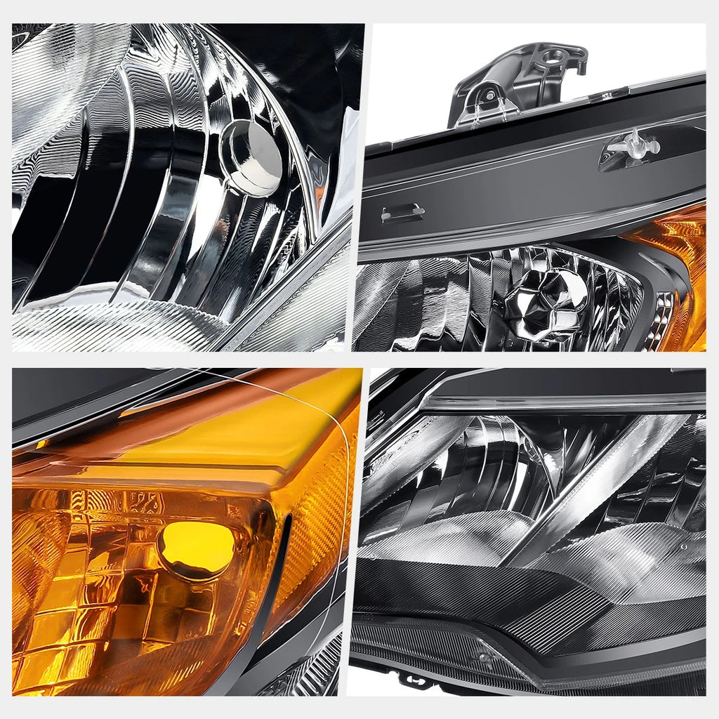 Left Side Headlight Lamp for Honda Civic Coupe (2014–2015) Chrome/Amber
