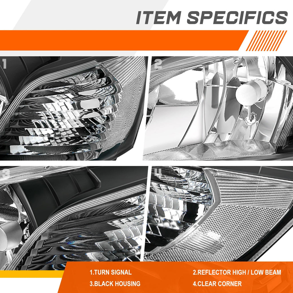 Headlights for Nissan NV200 (2013–2021) Black Housing Clear Side Replacement