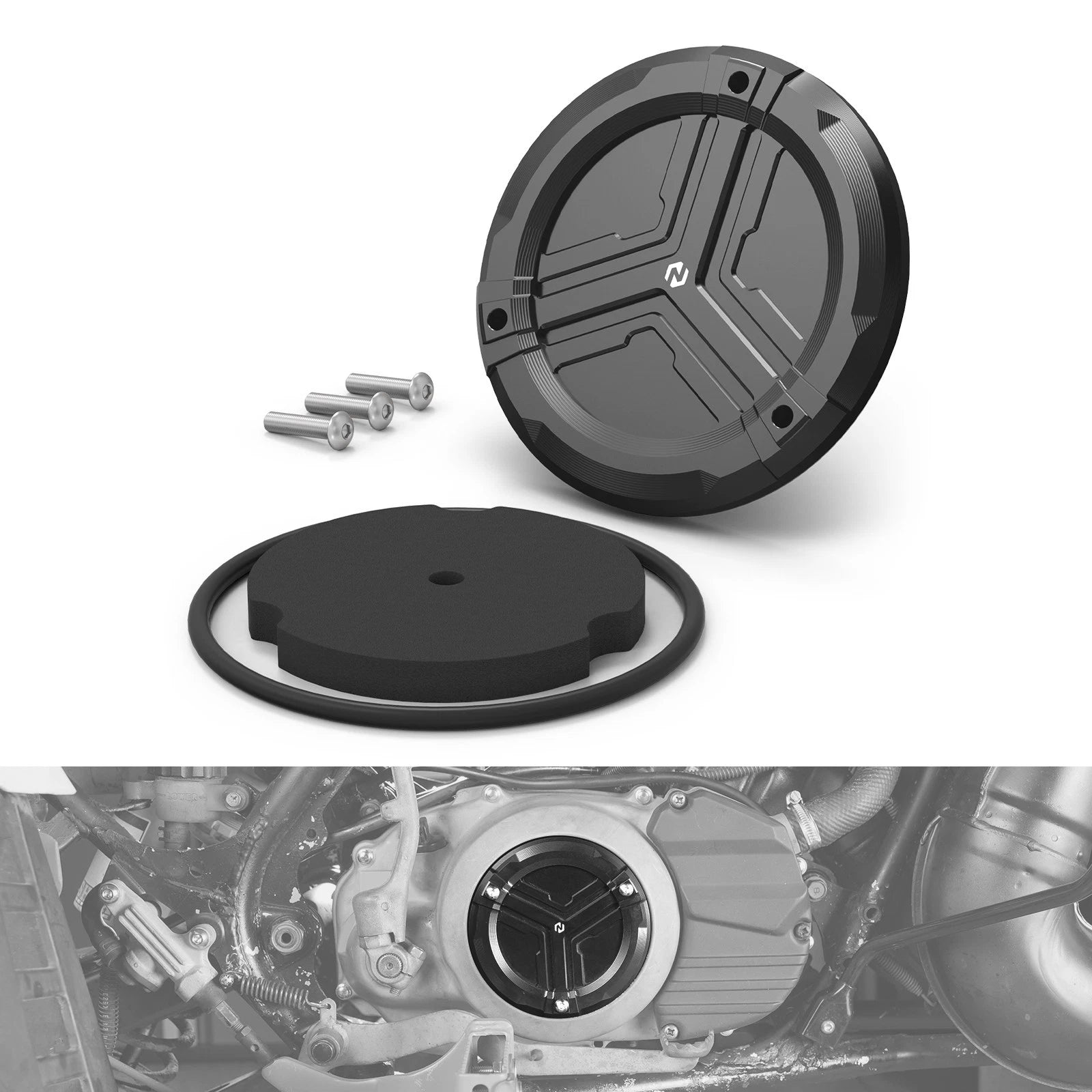 Clutch Cover Round Insert for Yamaha Banshee 350 (1987–2006) Aluminum Black