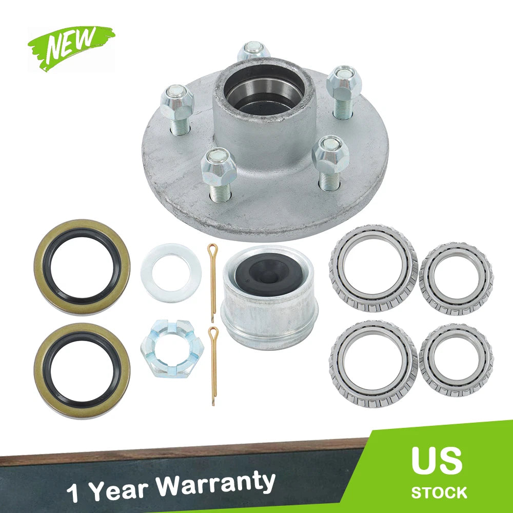 Set of 5 Galvanized Trailer Hub Kit for 3500 lbs (Fits 84 Spindle)