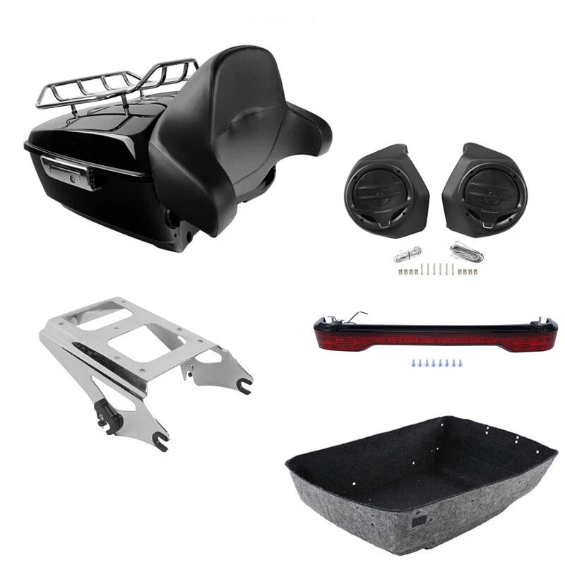 Trunk Backrest Rack Speakers for Harley Touring Street Glide (2009–2013)