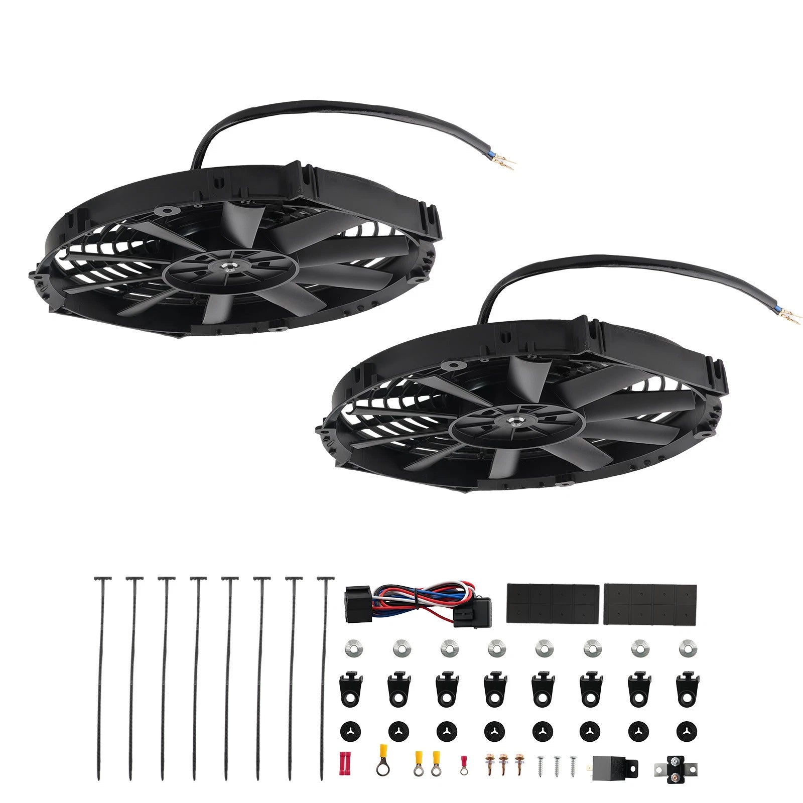 2X 12" Universal Push Pull Slim Cooling Fan Assembly for Radiator (12V)
