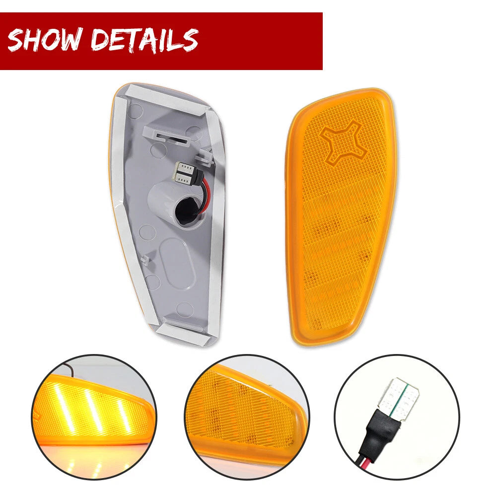 Amber Lens LED Front Side Marker Lights for Jeep Renegade (2015–2022)