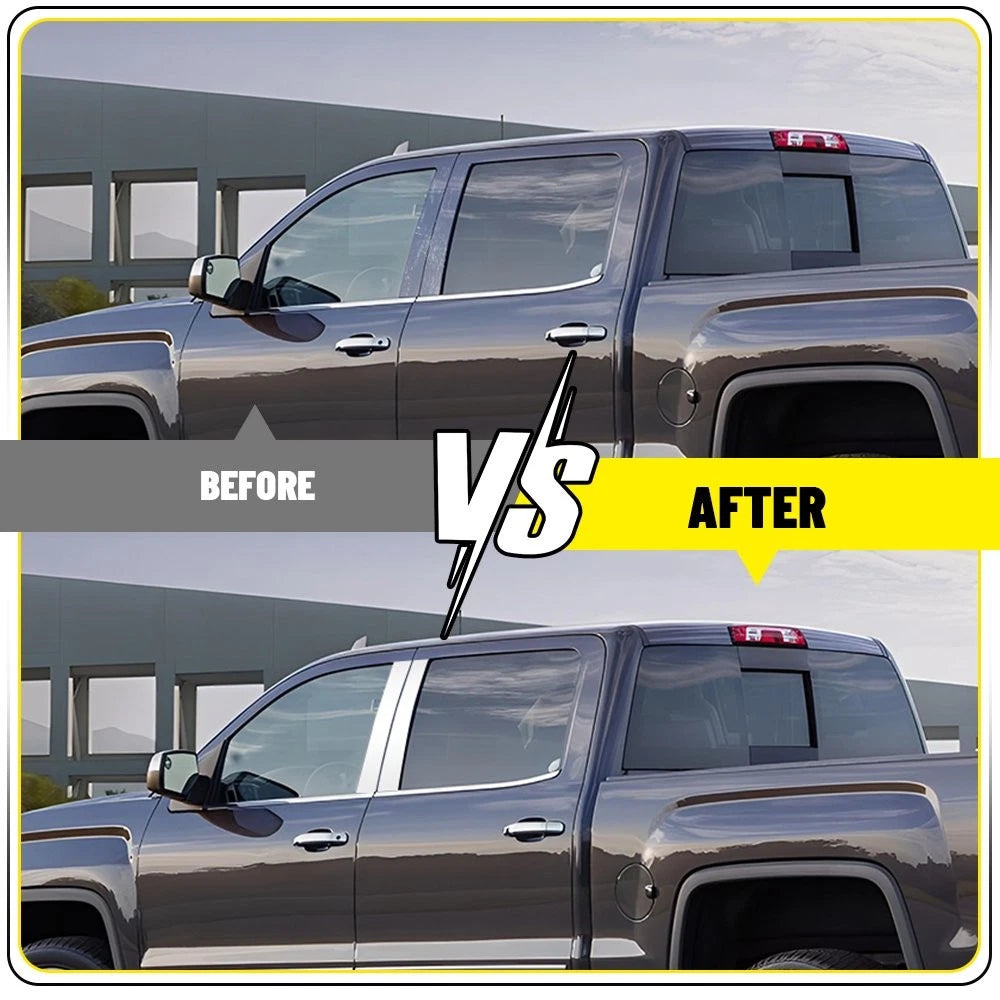 Set of 4 Chrome Window Pillar Post Covers for Chevy Silverado GMC Sierra (2014–2018)