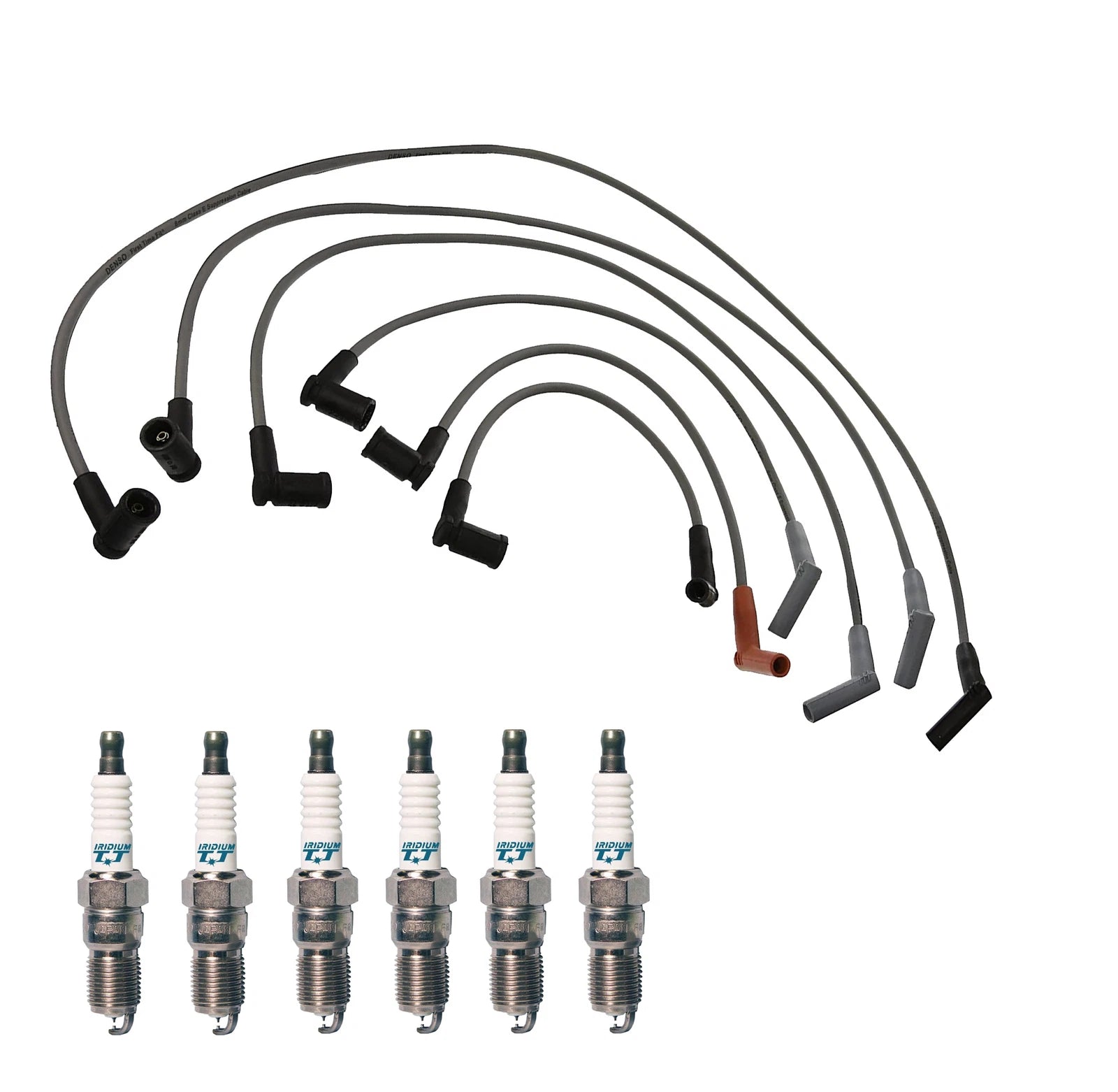 Denso 8mm Wire Set & 6 Iridium TT Spark Plugs Kit for Ford 3.0 V6