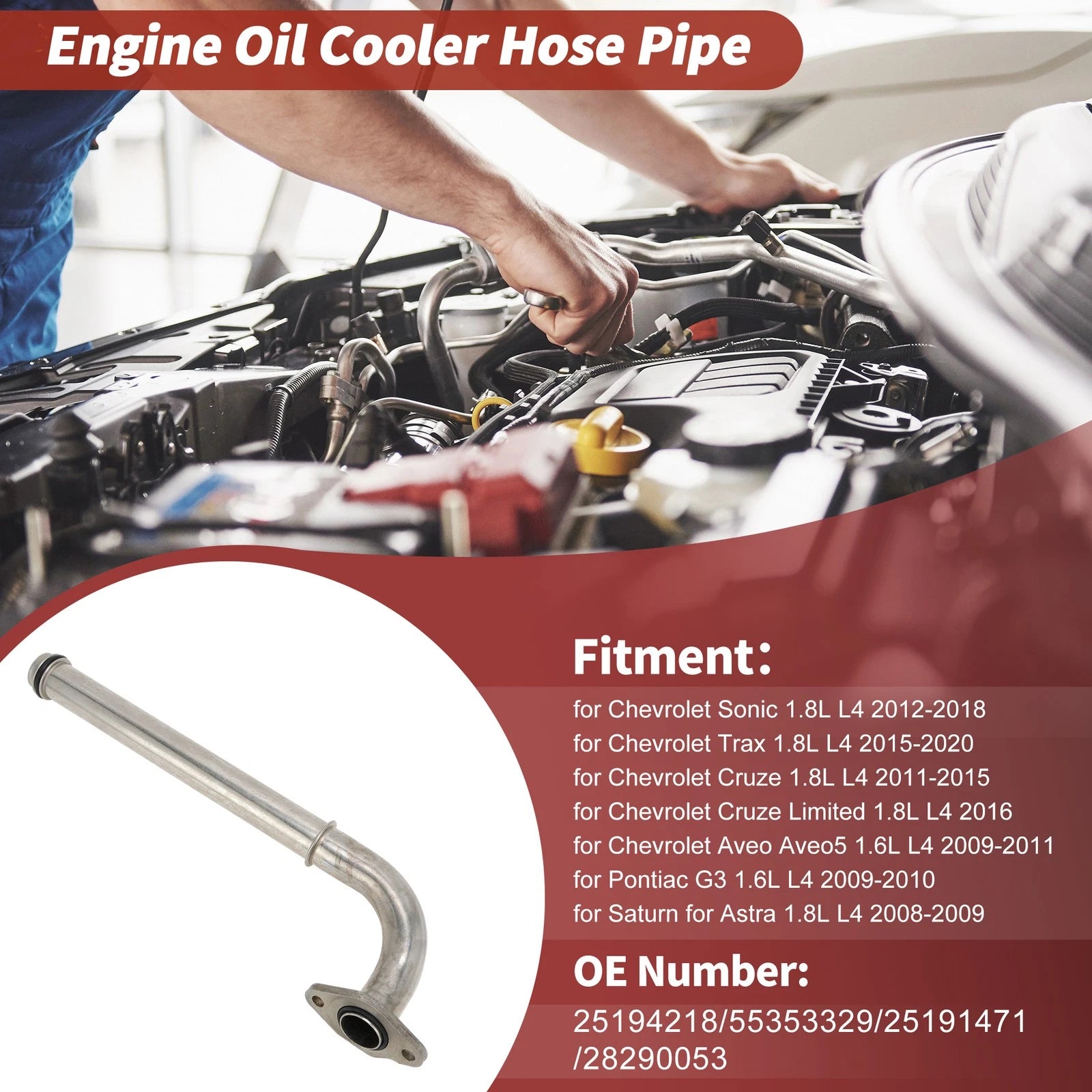 Engine Oil Cooler Tube for Chevrolet Sonic 1.8L L4 (2012–2018) No. 25194218