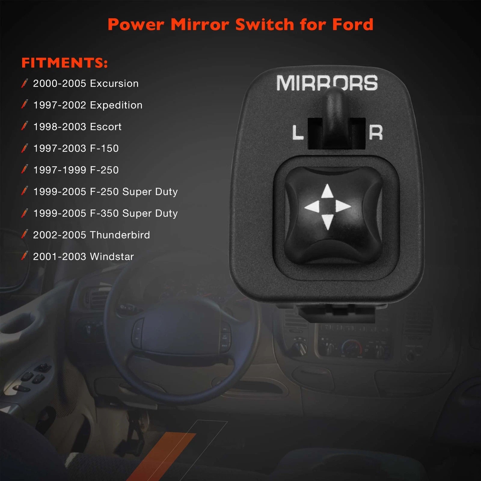Power Mirror Control Switch for Ford Excursion F150 F250 F350 (1997-2005)