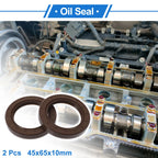 Set of 2 Oil Seal Rotary Shaft Seal FKM Rubber 45x65x10mm