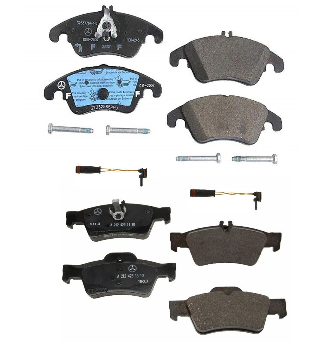 Set of 4 Brake Pads & Sensors for Mercedes W218 W212 (2010–2016)