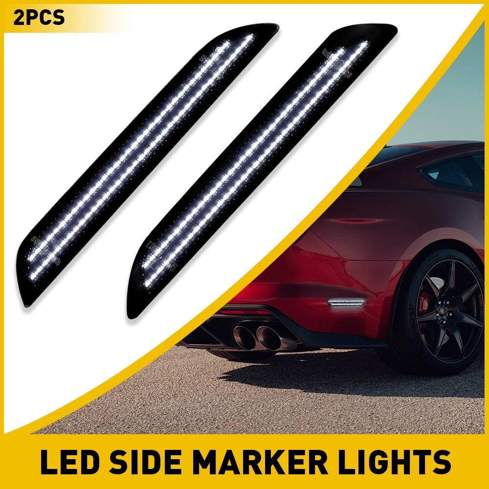 2X White LED Rear Marker Side Lights for Ford Mustang (2015–2022)