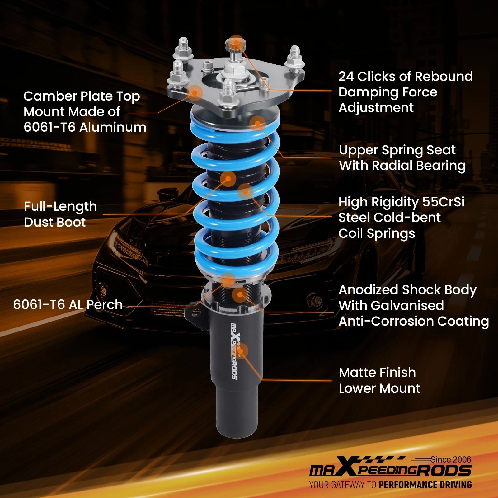 24 Way Damper Coilover Suspension Kit for Honda Civic (2016–2021)