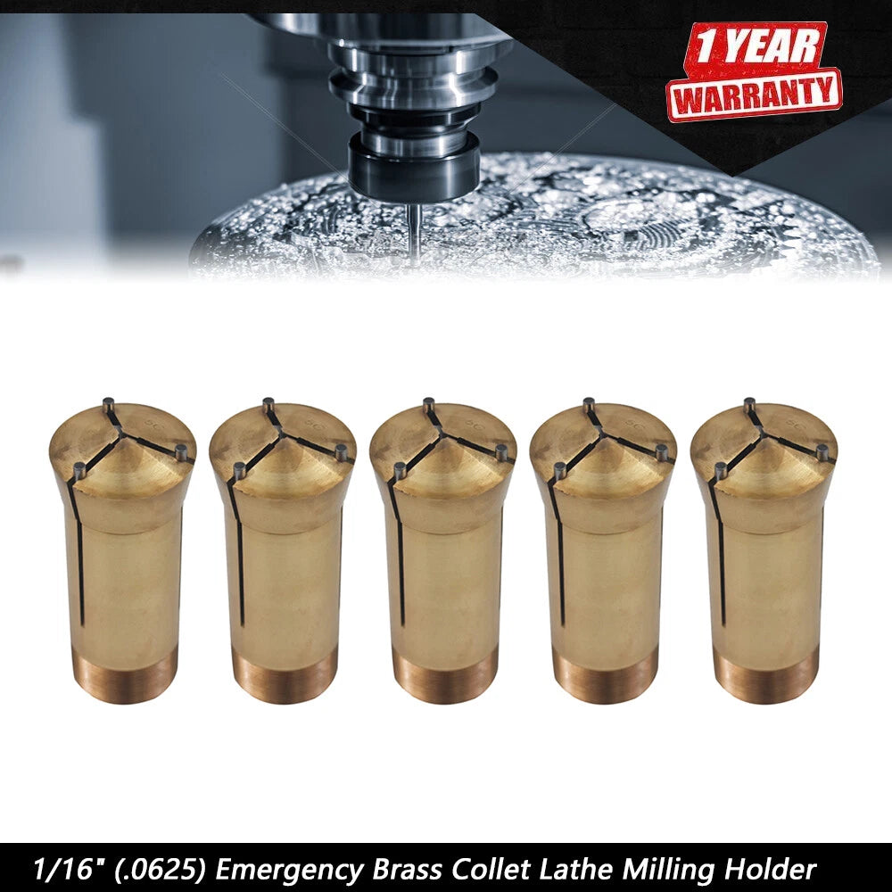 Set of 5 Brass Collets for Lathe Milling Holder (Precision)