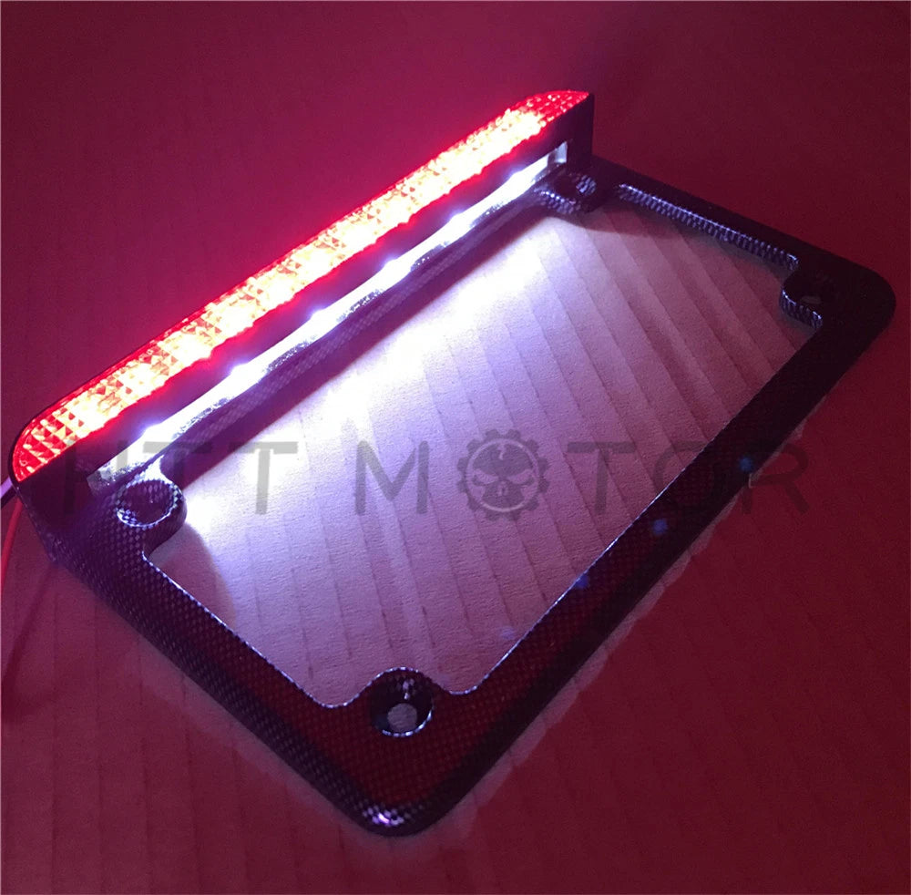 7"x4" License Plate Frame with 6" LED for Honda/Suzuki/Yamaha/Kawasaki/Harley