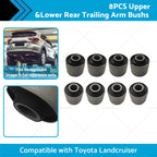 8x Upper & Lower Rear Trailing Arm Bush Kit for Toyota Landcruiser (1990–2007)
