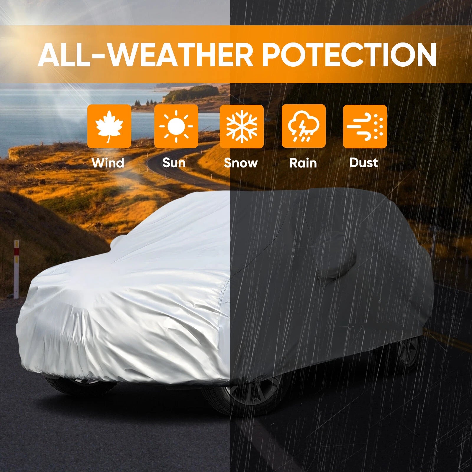 SUV Car Cover Waterproof Dust UV Rain Protection for (455x185x170cm)