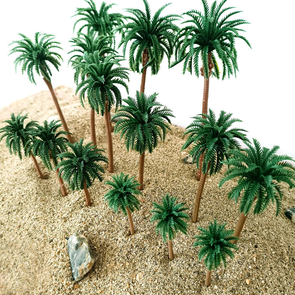 15x Mini Coconut Palm Trees for Model Train Diorama HO O N Z Scale