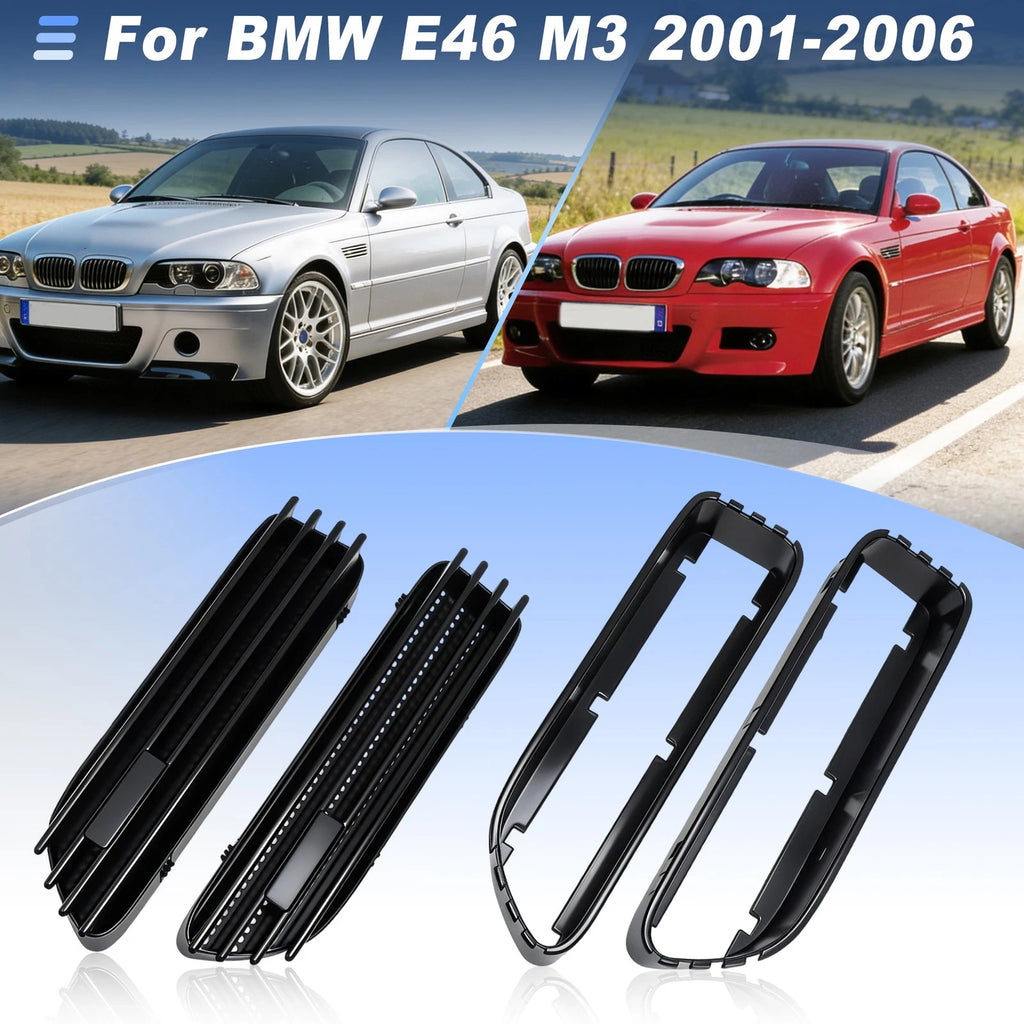 Side Fender Air Vents Trim Cover for BMW E46 M3 (2001–2006) Matte Black