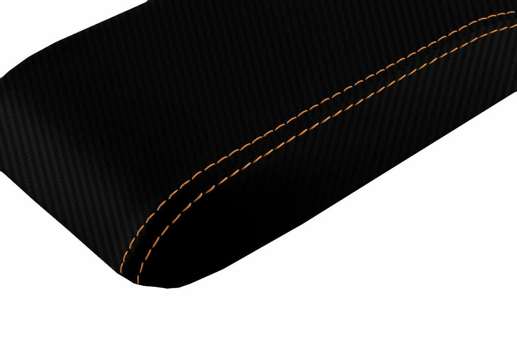 Console Lid Armrest Cover for Honda Prelude (1997–2001) Carbon Fiber Orange Stitch