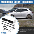 Set of 6 Tie Rod End Links with Boot for Toyota Matrix (2003–2008)