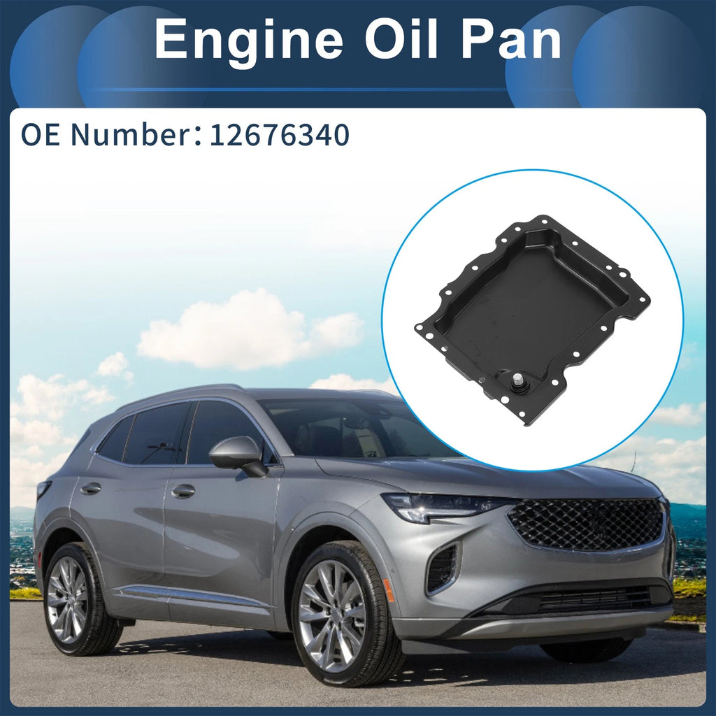 1 Pcs Engine Oil Pan No.12676340 for Buick Envision (2017–2020) Iron Black
