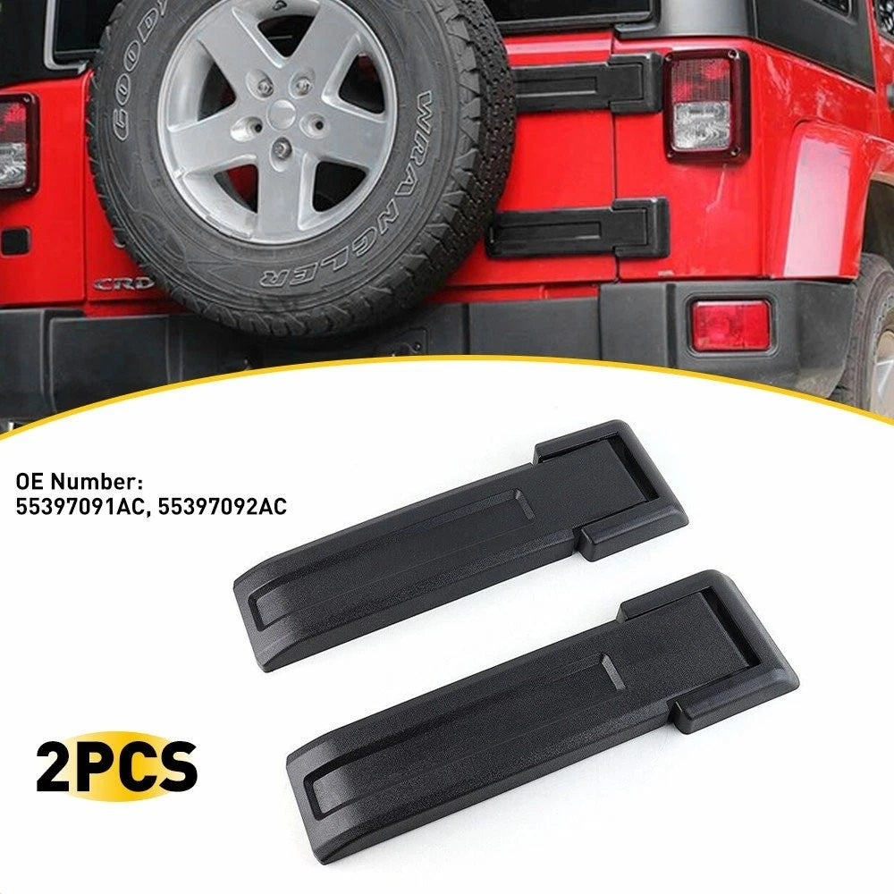 2X Tailgate Hinge Trim Spare Tire Covers for Jeep Wrangler JK (2007–2018) Black