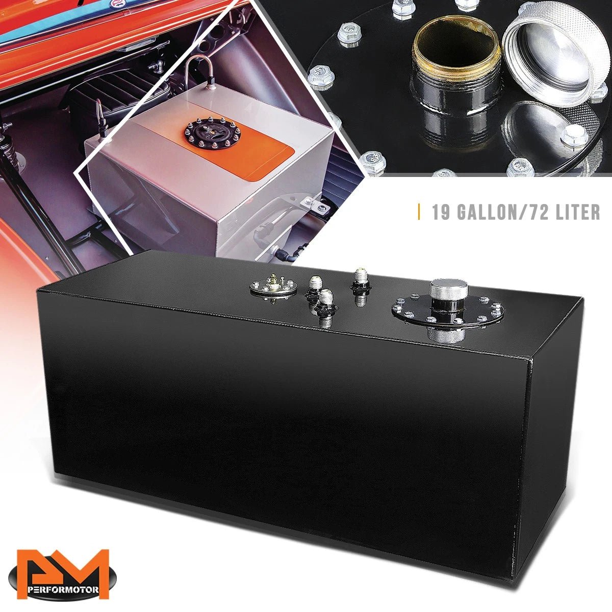 19 Gallon Aluminum Fuel Cell for Universal Applications (Gas Tank + Sender + Cap)