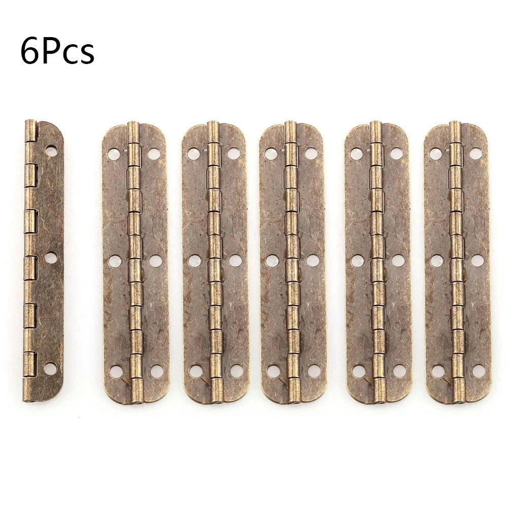 6Pcs Antique Bronze Hinges for Wooden Box Toolbox Door Cabinet (N/A)
