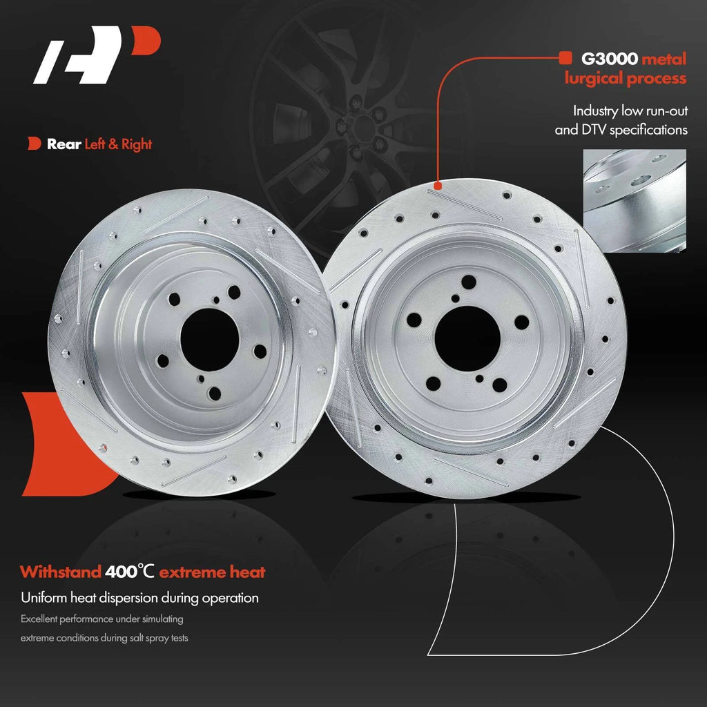 Rear Drilled Brake Rotors & Ceramic Pads for Subaru Legacy Impreza