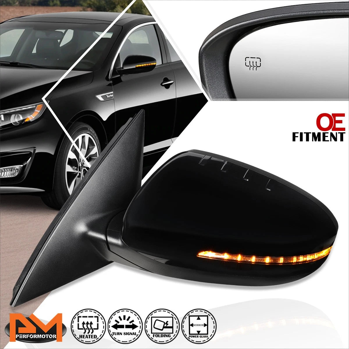 Powered Heated Turn Signal Side View Mirror Left for Kia Optima (2014–2015)