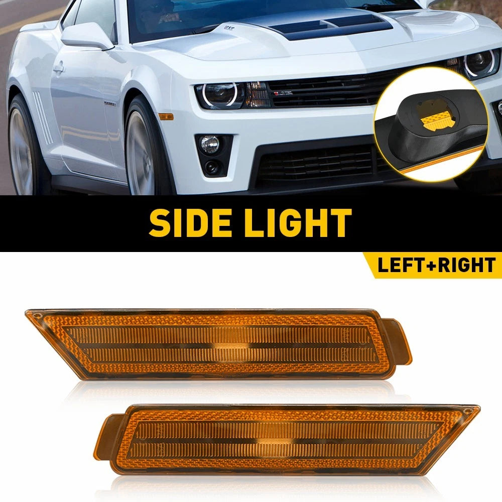 Pair Amber Front Side Marker Lights for Chevy Camaro (2010–2015)