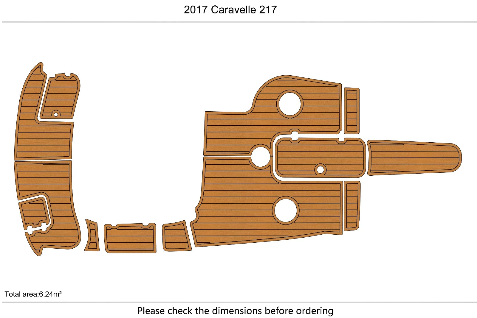 EVA Foam Faux Teak Deck Flooring for Caravelle 217 (2017)