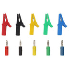 Set of 5 Crocodile Clips with 4mm Connector for Safe Testing