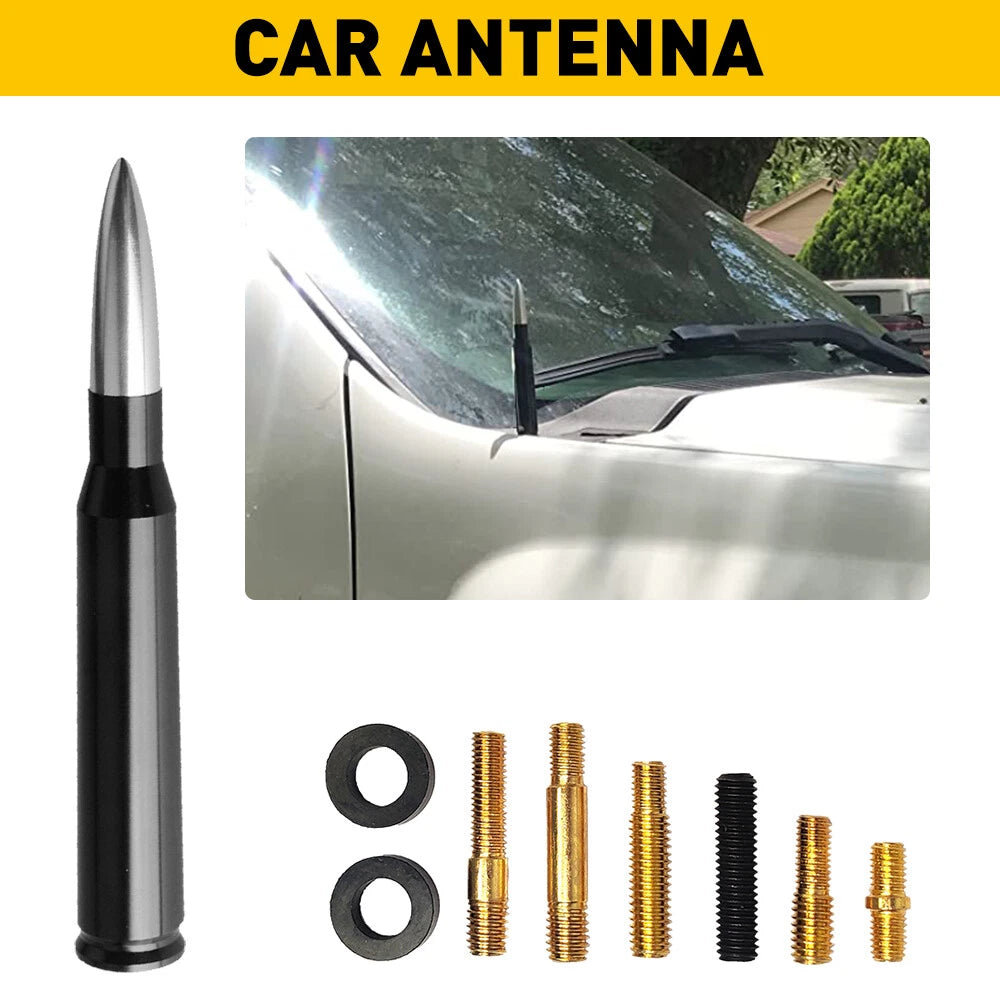 Bullet Antenna Silver for Dodge Ram, Ford F150, F250, Chevy Silverado