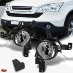 Clear Front Bumper Fog Lights + Switch for Honda CR-V (2007–2009)